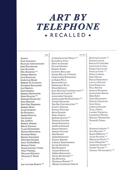 Art by telephone, recalled
