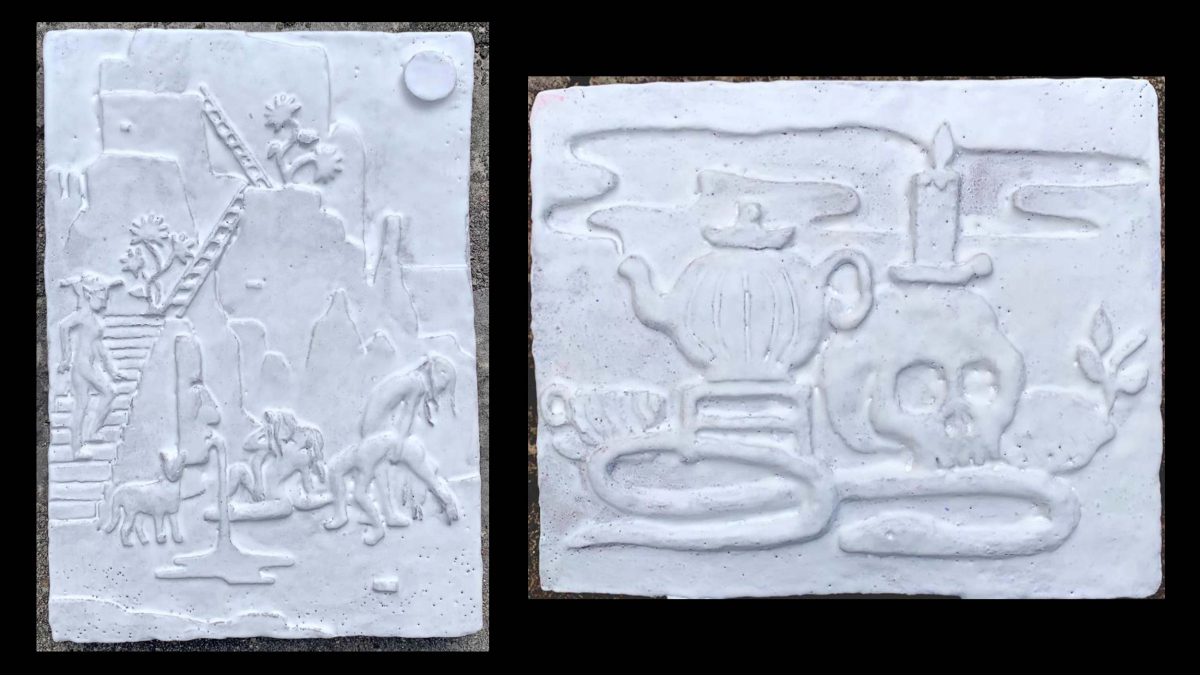 Antoine Marquis - "la montagne sacrée" céramique 19x26cm et "Souviens-toi", céramique