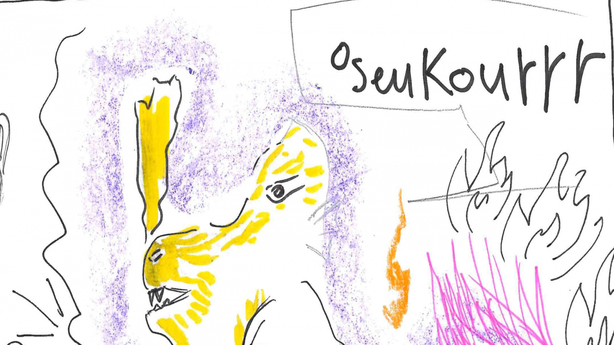 Extrait - dessin collectif à la manière d'un cadavre exquis réalisé par les étudiants lors d'un atelier au Frac